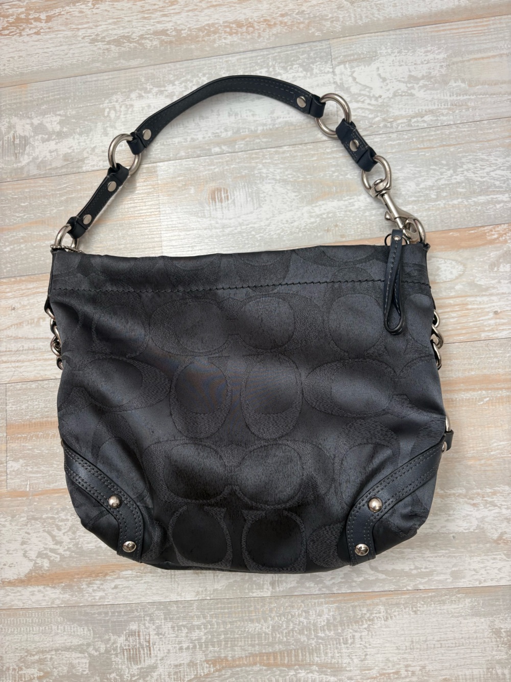 Coach Gray Signature Jacquard Shoulder Hobo